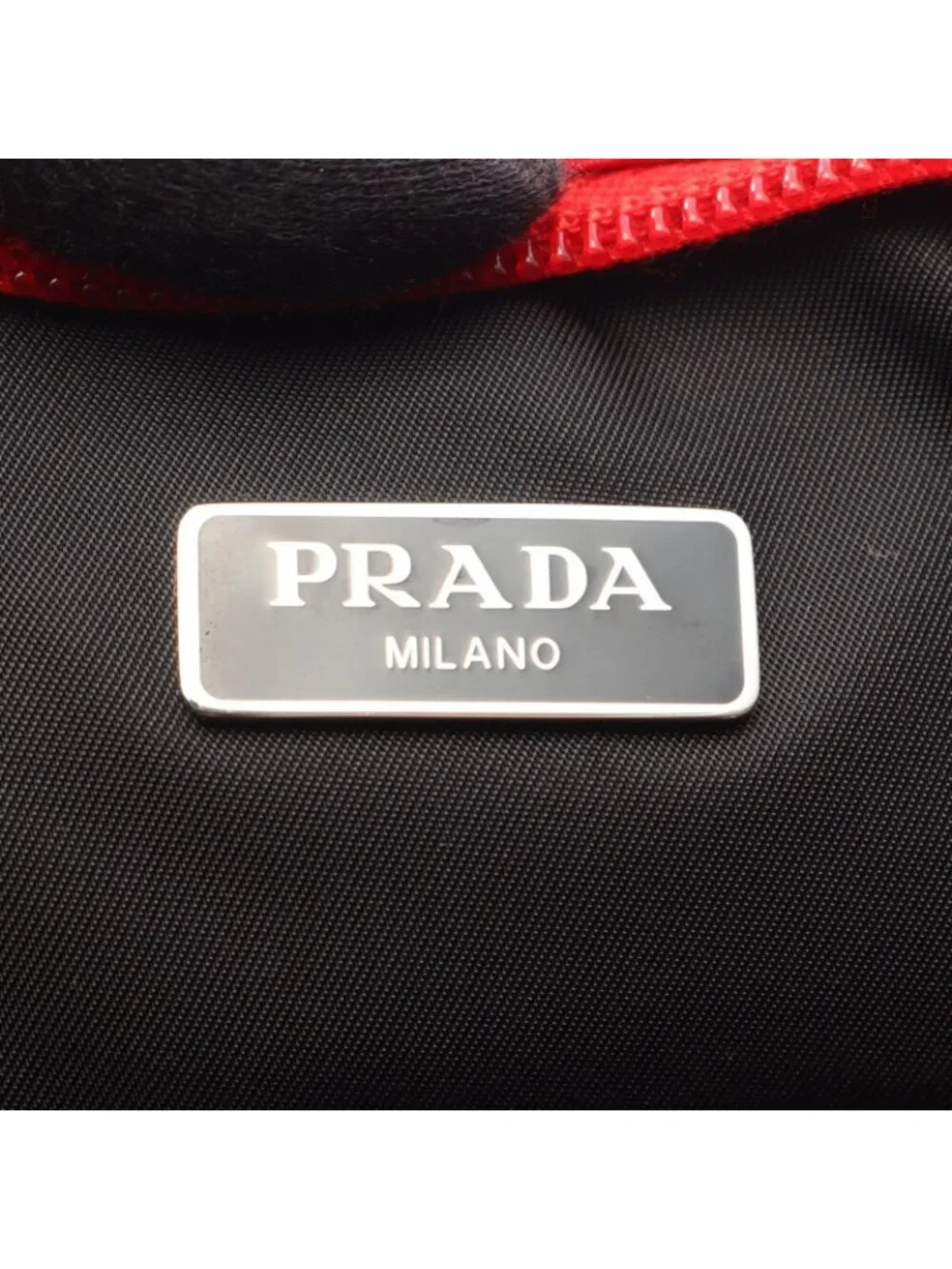 Prada Handbag Re-Nylon Pet Bag 2-Way Red Black Nylon Saffiano Leather